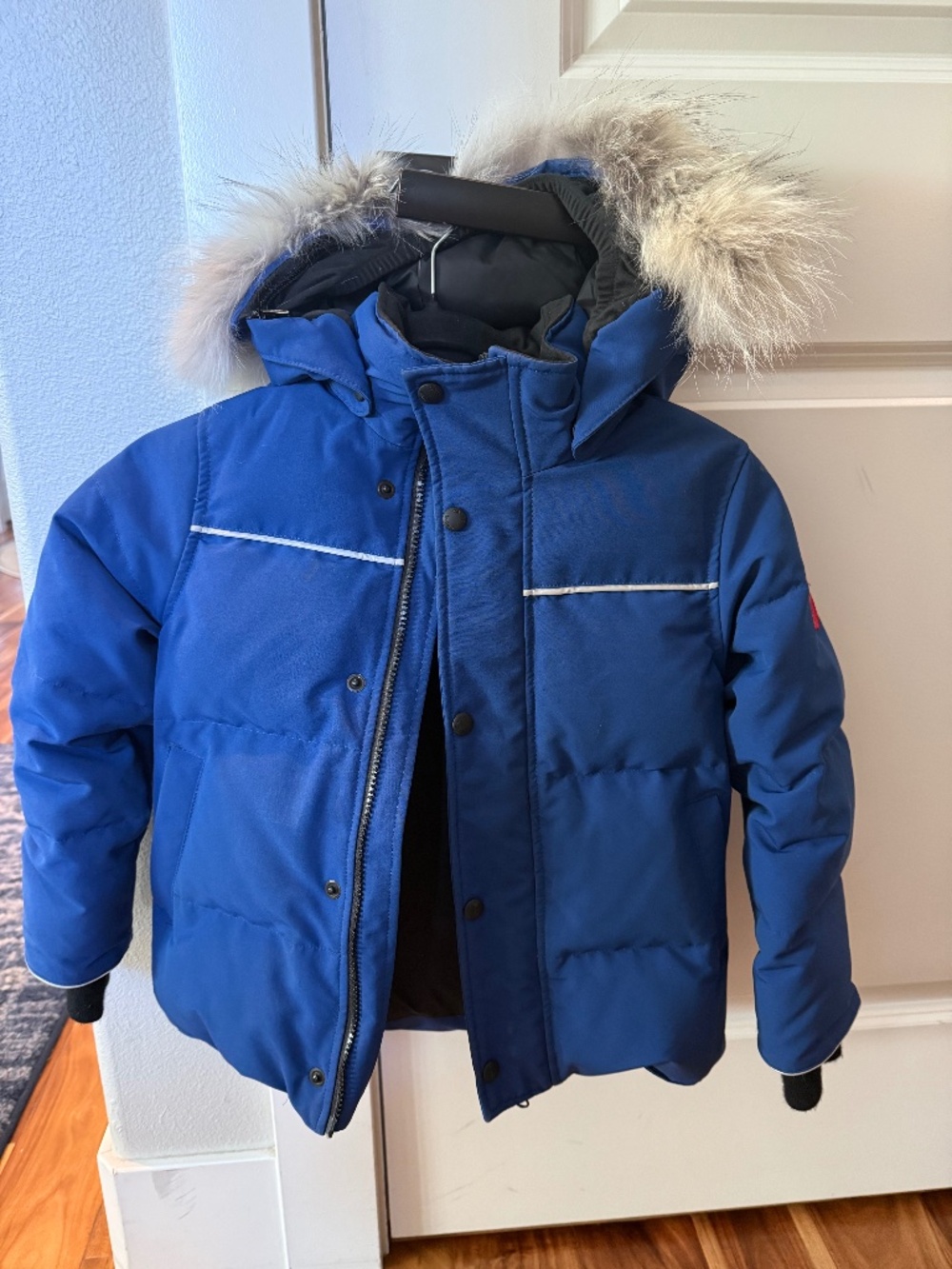 Canada Goose Snowy Owl Kids Parka Pacific Blue Fur Hood 6-7